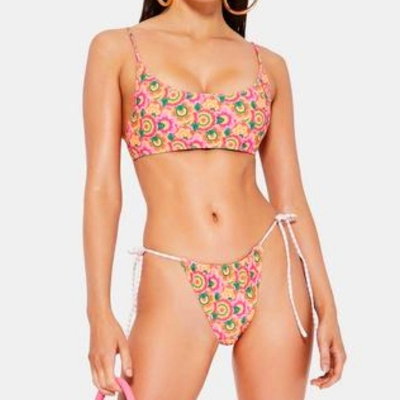 VDM The Label ✦ Marley Reversible Bikini Top ✦ Sienna Floral + Candy Stripe Sz L - Picture 2 of 9